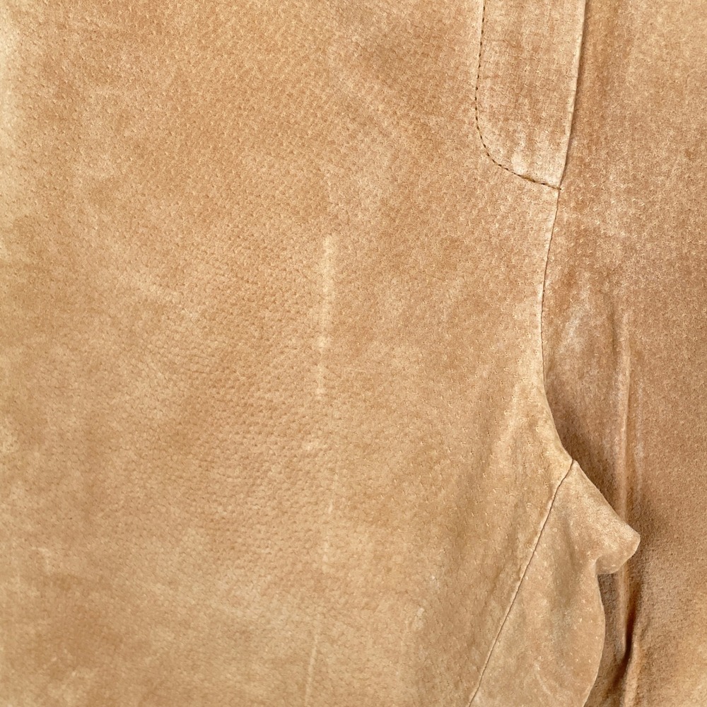 Vintage Womens Camel Tan Suede Leather Pants Size 10 Quiet Luxury Straight Leg - Picture 4 of 12